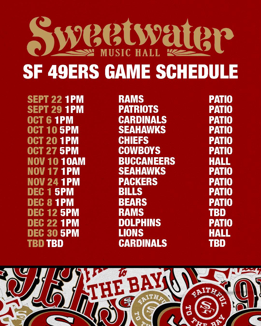 Sunday Night Football 49ers vs. Rams Sweetwater Music Hall